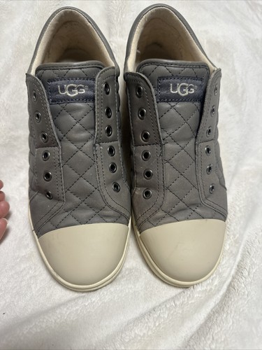 Mocassini da ginnastica UGG Australia Jemma scarpe da donna taglia 9 grigie trapuntate in pelle