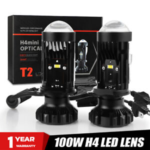 2x H4 Mini Bi-LED Projector Lens LED Headlight Hi/Lo 40000LM 100W Retrofit LHD