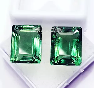 Natural Green Amethyst Pair 10 to 12 Ct Emerald Loose Gemstone Certified L846 - Picture 1 of 9