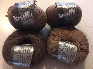 Lot of 4 - LANA GROSSA "NOVELLA" YARN DK - 3 Skeins LT Brown+1 Skein Chocolate - Picture 1 of 5