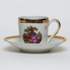 La Seynie Limoges France Demitasse 1 7/8" Coffee Cup and 4 1/8" Saucer Set - Picture 1 of 12