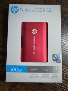 New HP Portable SSD P500 500GB Brand New Sealed Red Slim NIB - Afbeelding 1 van 2
