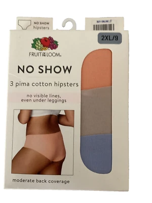 FRUIT OF THE LOOM 3 Pares NO SHOW PIMA ALGODÓN HIPSTERS Bragas Talla 2XL/9* Foto 1 de 4