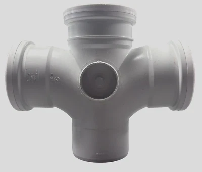 OSMA 110MM CROSS TEE 4 - WAY DOUBLE BRANCH 92.5° WHITE PUSH FIT 4S230W - Image 1 of 3