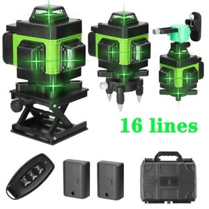 16 Lines 4D Laser Level 360° Self Leveling Rotary Cross Line Measure &2 *Battery