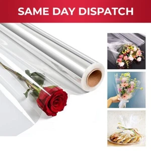 Clear Cellophane Florist Wrap Plastic Roll Hamper Wrapping for Gifts 100m x 80cm - Picture 1 of 7
