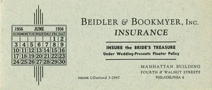 Secador de tinta Beidler Bookmyer Insurance Manhattan Building 4th Walnut junio 1956 - Imagen 1 de 2