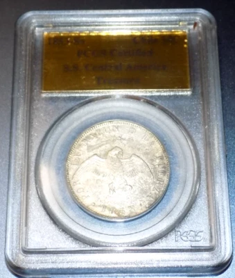 Сертифицированная PCGS золотая этикетка 1853 So Chile 50 сентаво SS Central America Treasure - Изображение 1 из 4