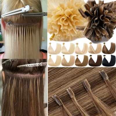 Thick Keratin Pre-Bonded Nail U Tip Remy Human Hair Extensions Full Head 200G - Image 1 of 4