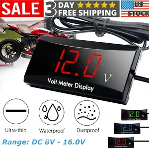 12V Digital LED Display Voltmeter Voltage Gauge Panel Meter For Car Motorcycle - Picture 1 of 18