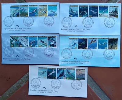 MARSHALL ISLANDS LEGENDARY AIRCRAFT OF THE US AIR FORCE 1997 25 STAMPS 5 FDCS - Image 1 of 2
