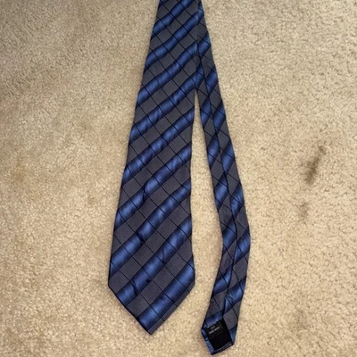 Corbata Kenneth Cole NY Multitono Azul Rayas 100% Seda Importada Hecha a Mano Foto 1 de 4