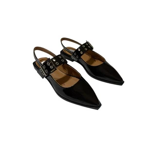 Steve Madden Smokee Buckle Slingback Flats black patent faux leather 8.5 - Picture 1 of 9