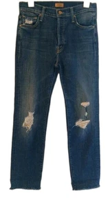 Mother Jeans Damen 25 blau Denim Scrapper Cuff Ankle Fray Wicked Wildflower - Bild 1 von 14