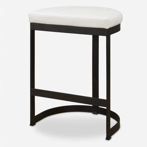 Uttermost 23803 Ivanna 18"W Metal Framed Faux Leather Accent - White - Picture 1 of 5