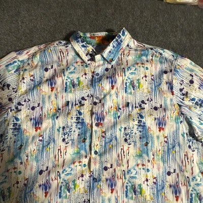 Рубашка мужская Robert Graham 3XLT многоцветная абстрактная краска слейтер топ с коротким рукавом - Изображение 1 из 4