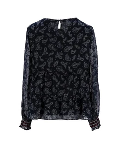 Tommy Hilfiger Womens Blue Paisley Print Blouse Long Sleeve Relaxed Fit L - Picture 1 of 11