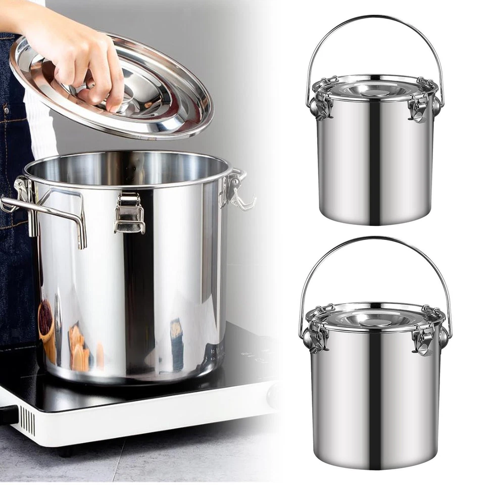 Secchio sigillato in acciaio inossidabile, pentola portatile ermetica per - Immagine 1 di 1