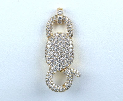 $4,950 10K Yellow Gold Pave Set Round Diamond Lobster Clasp Pendant Necklace - Image 1 of 4