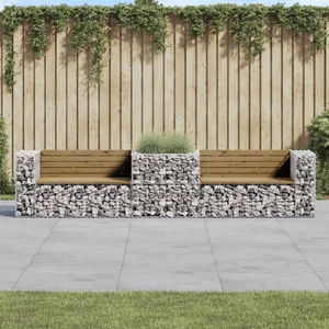 Gartenbank mit Gabione Kiefernholz Imprägniert - Bild 1 von 8