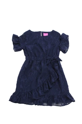 Vestido Lilly Pulitzer Niñas Manga Corta Cuello Redondo Floral Cambio Azul Marino Talla 6 Foto 1 de 4