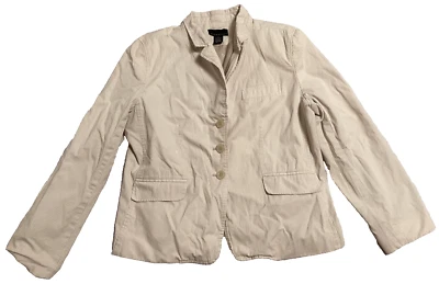 Attention Womens Tan Striped Jacket Button Front 16 Vintage Faux Pockets Padded - Image 1 of 2