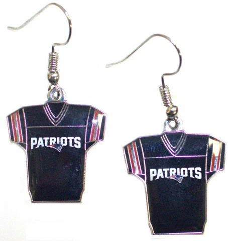 NFL Officially Licensed New England Patriots Jersey Style Dangle Earrings Cover
