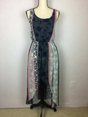 Vestido FIRE LOS ANGELES Mujer Talla M Alto-Bajo Rosa y Azul Marino Cintura Elástica Sin Mangas Foto 1 de 4