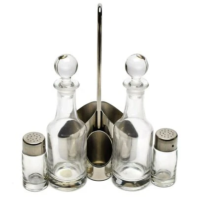 Original Italian Military Seasoning Set Holder 2 Shakers 2 Bottles Tableware - Image 1 of 3