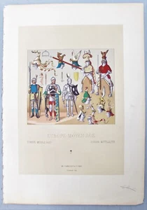 Engraving Europe Middle Ages Knights Jousting Armour - Picture 1 of 1