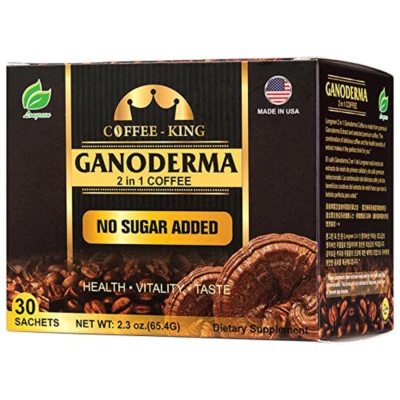 LONGREEN Coffee King 2-in-1 Ganoderma Mushroom Coffee - Made in USA - 30 Sachets - Image 1 of 4