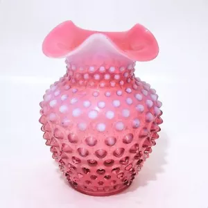 Jarrón Hobnail opalescente arándano con volantes Fenton Glass U.S.A. 263 - Imagen 1 de 4