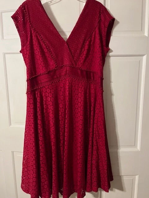 Nuevo con etiquetas Vestido Lane Bryant Frambuesa Rosa Oscuro - Talla 18 - ¡Ajuste y Acampanado!  ¡Festivo! Foto 1 de 4