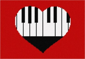 Heart Piano Needlepoint Kit or Canvas - Picture 1 of 2