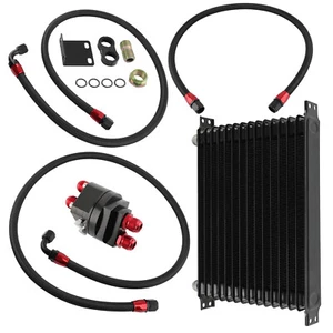 15Row AN10 Engine Oil Cooler w/ 3/4-16 & M20 x 1.5 Filter Relocation Adapter Kit - Picture 1 of 12