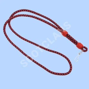 Whistle Lanyard Black And Red Silky, Lanyard Pleated with chrome hook - Picture 1 of 2