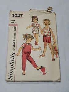 Simplicity Vtg Sewing Pattern #3027 Child's Top, Blouse & Pants, Sz 5. -CUT- - Picture 1 of 5