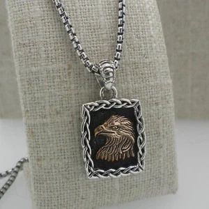 PETRICHOR Sterling Silver & Bronze Celtic Eagle Pendant Keith Jack 22" Chain Box - Foto 1 di 8