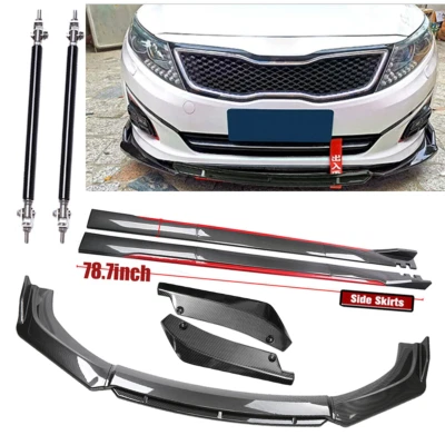 Front Rear Bumper Lip+78.7"Side Skirt Extension For Kia Optima K5 Rio Forte - Image 1 of 4