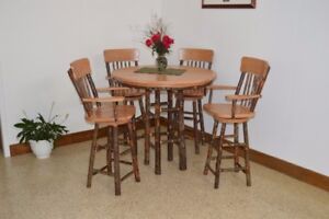 A&L Furniture Co. Amish-Made Hickory 5-Piece Dining Sets - Bar Table with Chairs