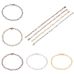 10 Strds Iron Oval Link Chain Bracelets Lobster Clasp Friendship Jewelry 205mm - Picture 1 of 27