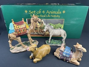 Three Kings Gifts Two Camels Donkey And Oxen Polystone New Lot Of 4 Figures - Picture 1 of 8