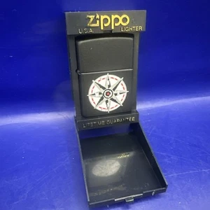Vintage MARLBORO COMPASS Brand New Unfired Black BUTANE Zippo Lighter w/box - Picture 1 of 5