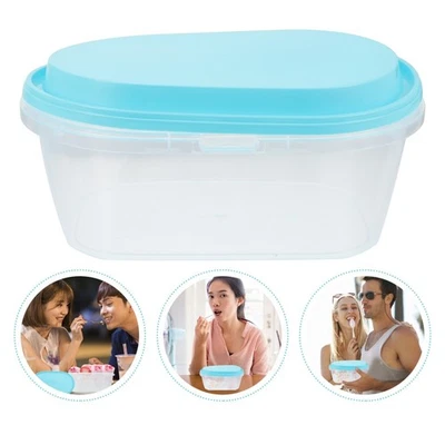 1 Set 2Pcs Plastic Cake Storage Boxes Oval Ice Cream Container Freezer Container - Image 1 of 4