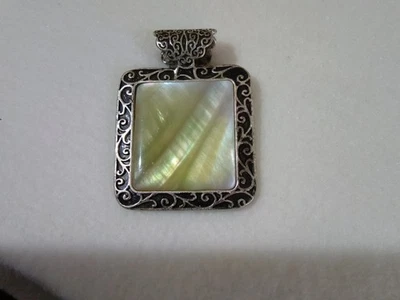 Lia Sophia Mother of Pearl Slide Pendant, Square, Reversible - Image 1 of 3