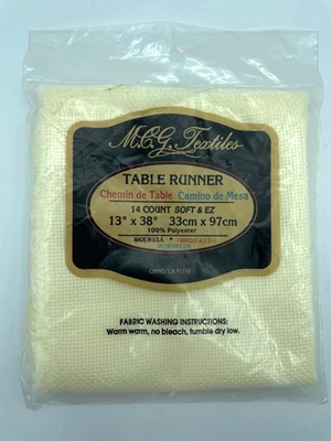 TABLE RUNNER 14 Ct.  Ivory Aida Cross Stitch Fabric 13"x38" MCG Textiles NEW - Image 1 of 3