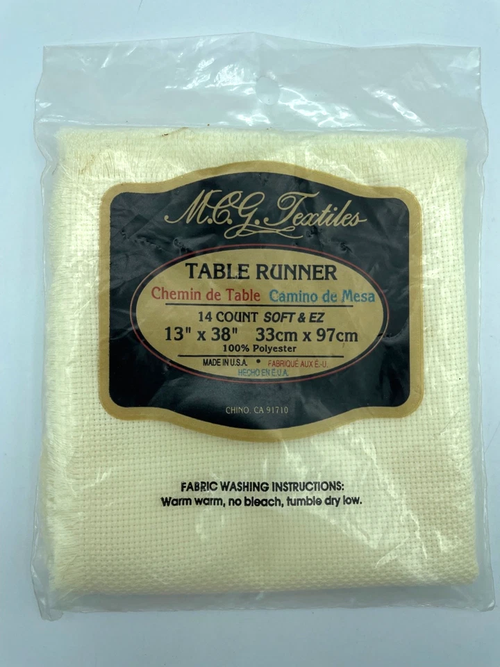Mcg Textiles Cross Stitch Fabric Table Runner 14 Count Soft 13 X 38 Polyester