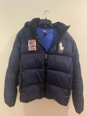 Vintage Polo Ralph Lauren Puffer Jacket Downhill Alpine Ski Large Hood USA PRL67 - Image 1 of 4