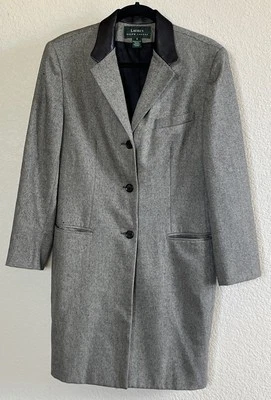 VTG LAUREN RALPH LAUREN Chesterfield Wool Coat, Lambskin Collar Womens Size 12 - Image 1 of 4