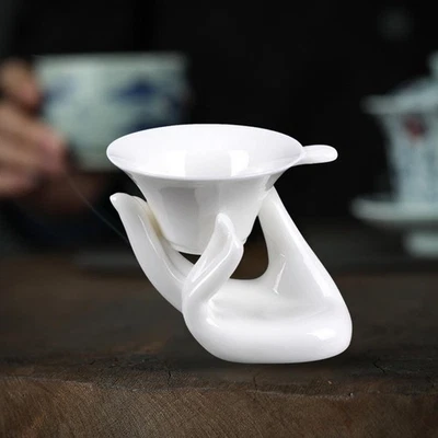 Ceramic Strainer Tea Strainer Kung Fu Tea Set with Base Ceramic Tea Strainer - Image 1 of 4
